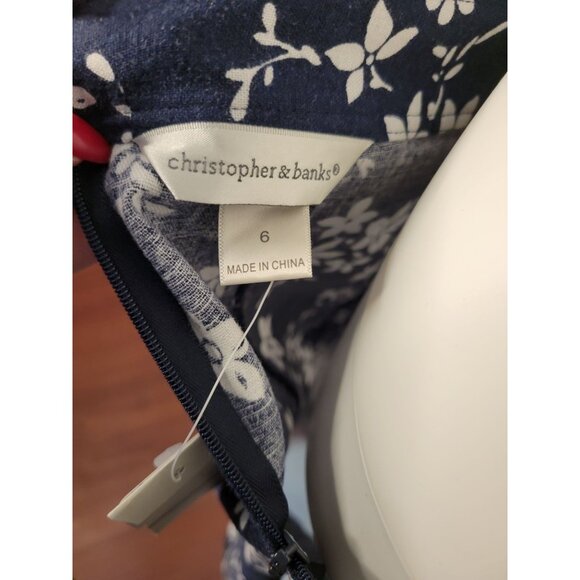 Christopher & Banks Womens Size 6 Blue Calf-Length Skirt with White Floral Patte - Picture 9 of 9